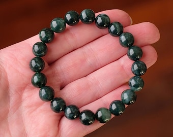 Pulseira de Jade Azul da Guatemala | Pulseira Elástica com Cristal de Jadeíta Azul