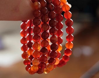 Carnelian Bracelet | Pretty Orange Carnelian Crystal Stretch Bracelet