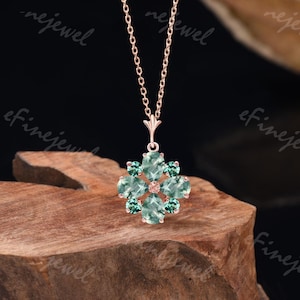 Delicate Pear Cut Natural Green Moss Agate Necklace Emerald Clover Nature Inspired Wedding Pendant Birthstone Anniversary Gifts For Women