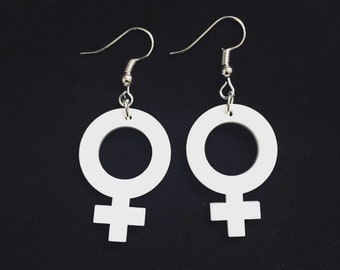 Female Resin Earrings, Girl Power Earrings, Gift for Her