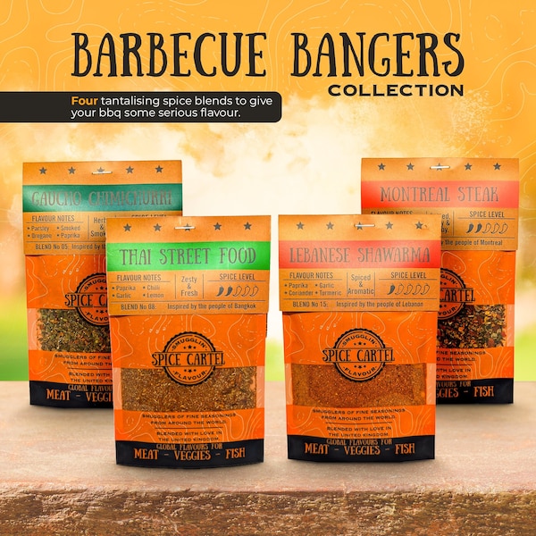 BBQ Bangers Collection | Gift Boxed Spice Rubs & Marinades For Seriously Tasty Barbecue. Zero MSG, Maximum Flavour, So Easy To Use.