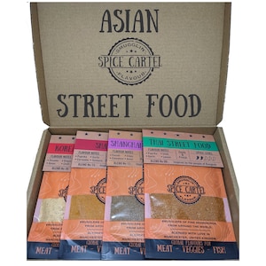 Asian Street Food Spice Selection Box | Gift Boxed Gourmet Spice Rubs & Marinades From Across Asia. No MSG, Maximum Flavour, So Easy To Use.