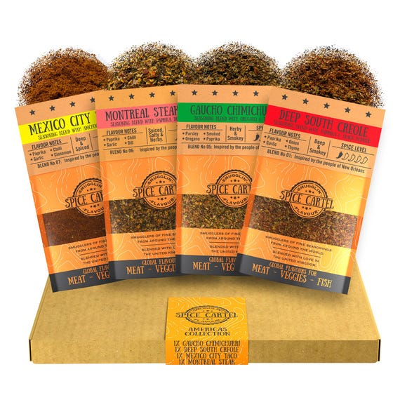 Americas Spice Rub Gift Set: Gaucho, Creole, Taco, Montreal