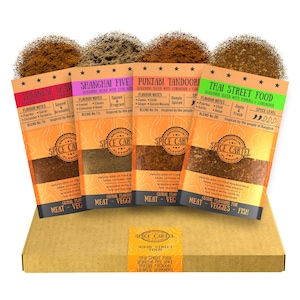 Asian Street Food Spice Selection Box | Pudełkowe przyprawy Gourmet Spice Rubs & Marynaty z całej Azji. Bez glutaminianu sodu, maksymalny smak, tak łatwe w użyciu.