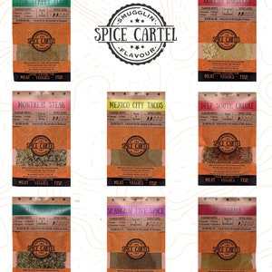 Spice Cartel's 8 Blend Selection Box Of Globally Inspired Rubs, Marinades & Seasonings. Hand Made In The UK.