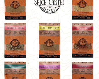 Spice Cartel's 8 Blend Selection Box Of Globally Inspired Rubs, Marinades & Seasonings. Hand Made In The UK.