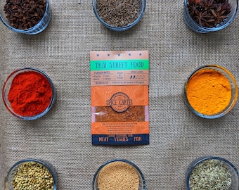 Spice Cartel's Thai Street Food. Artisanal Thai Spice Blend Inspired by Bangkok's Food Scene. Bring Your Meal to Life with a Thai Twist!