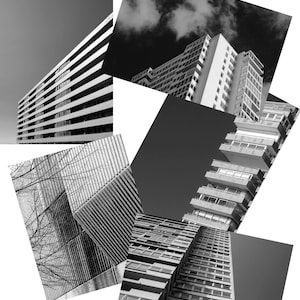 5x cartes postales - Monochrome Brutal Brighton