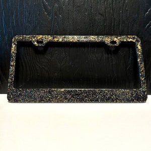 Gold Flakes Holographic Glitter License Plate Frame