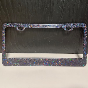 Black Holographic Glitter License Plate Frame