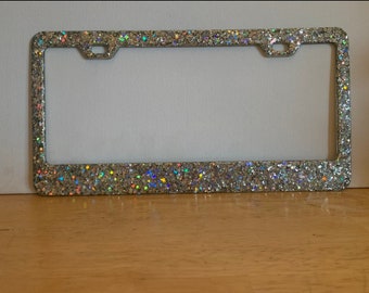 Cornice per targa olografica argentata con glitter