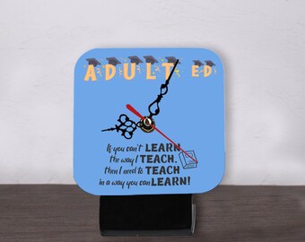 Adult Ed Square Shape Wood Clock