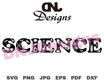 Science Word Art Cut File Pack, Science Teacher, Science Classroom, Chemistry, Biology, Geology, Zoology, Botany, Genetics, Meteorology