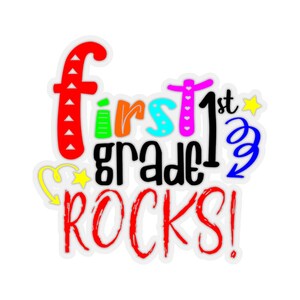 Calcomanías de corte de beso de rocas de primer grado, escuela, maestro, 1er grado, educación, escuela primaria, regalo del maestro, estudiante de 1er grado, aula