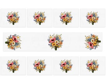 Wildflower Table Runner Placemat Set 9 Pieces