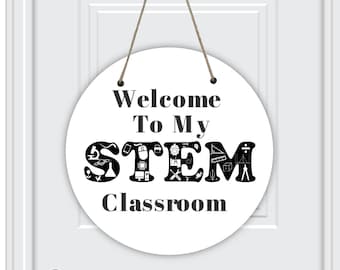 Welkom bij mijn STEM-klaslokaal ronde deurhanger
