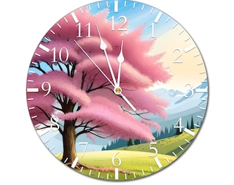 12" Cherry Blossom Tree Wooden Wall Clock