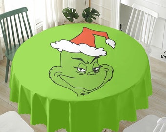 Grinch Round Waterproof Tablecloth