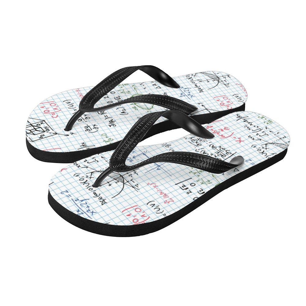 Math Flops Math Adults' Flip Flops Black Sole and Strap - Etsy