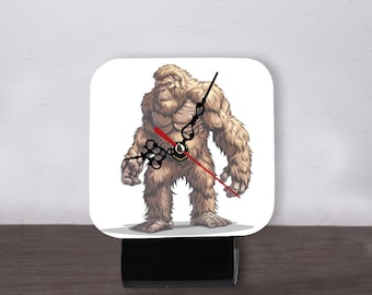 Sasquatch Square Shape Wood Clock