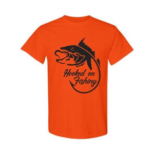 Hooked On Fishing Unisex Cotton T-shirts, Fisherman, Sportsman, Father, Father's Day, Dad, Daddy, Summer, Lake,