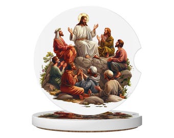 Sermon on the Mount Ceramics Car Coasters 2 pcs