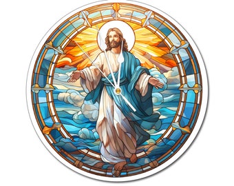 Stained Glass Jesus Wall Clock