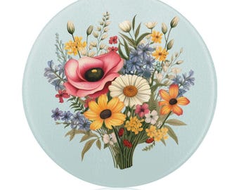 Wildflower Tempered Glass Cutting Board