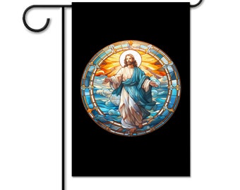 Stained Glass Jesus 2 Sided Garden Flag 12" x 18"