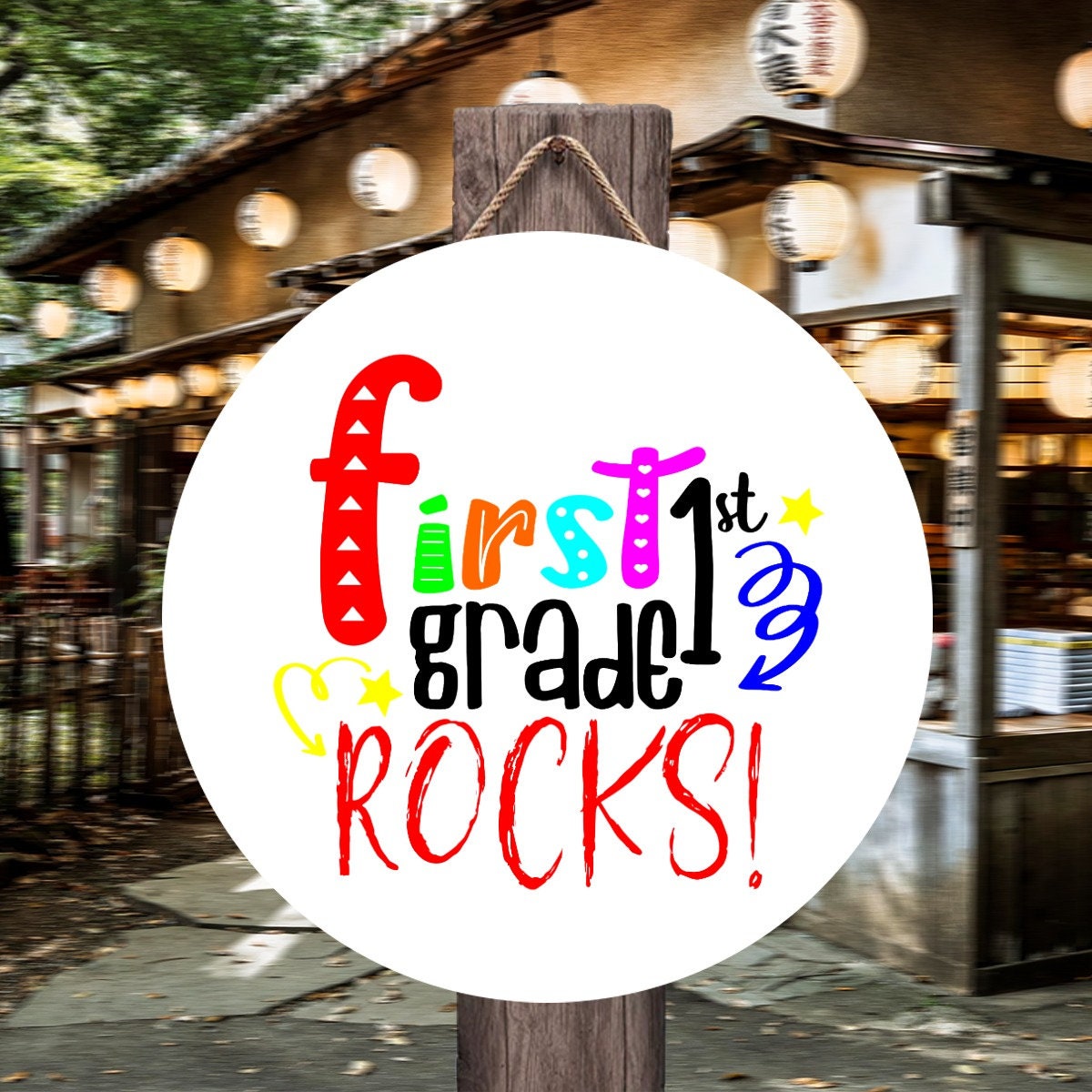 6th Grade Rocks Sign First Grade Rocks Round Door Sign - Etsy