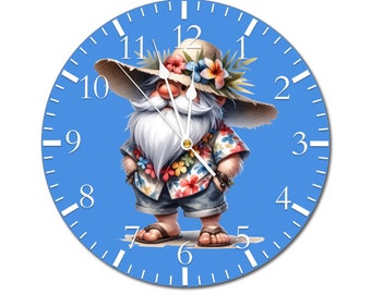 Summer Gnome 12in Wood Wall Clock