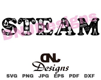 STEAM Word Art Cut File Pack, Wissenschaft und Technologie, Mathematik, Englisch, STEAM Schule, STEAM Lehrer