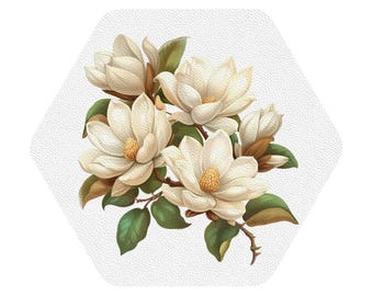 Magnolia Hexagon Leather Coasters Set of 6