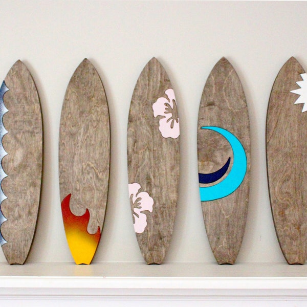 custom wood surf decor for beach nursery wall, great for surfer kids room or beach house decor surfboard, choose style, size and color.