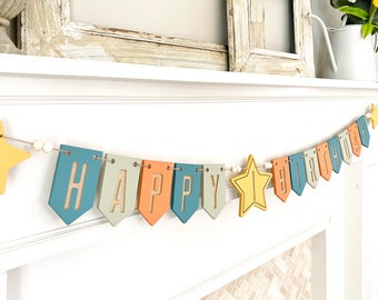 Birthday bunting party garland birthday boy decor happy birthday decorations party kids birthday reusable party decor party props photos