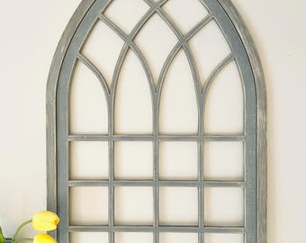 Handcrafted Distressed Farmhouse Window - Rustic Cottage Wall Decor