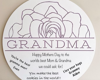 Mother’s Day Grandma gift for Mom customizable floral sign with space for writing personal message