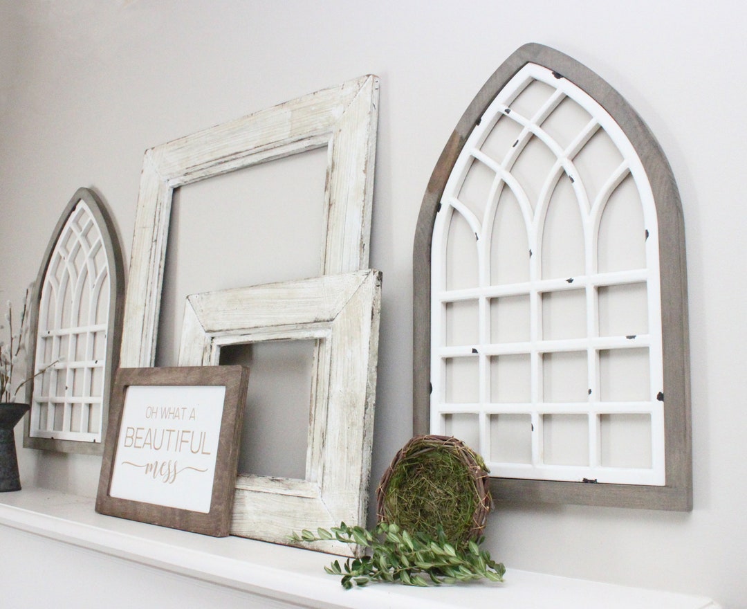 Rustic Farmhouse Window Frame: Cathedral Arch Wall Decor - Etsy
