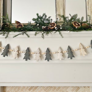 Tree garland winter decor Christmas decor holiday mantle decor wooden garland Customize your quantity FAST SHIP