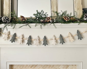 Tree garland winter decor Christmas decor holiday mantle decor wooden garland Customize your color and quantity FAST SHIP