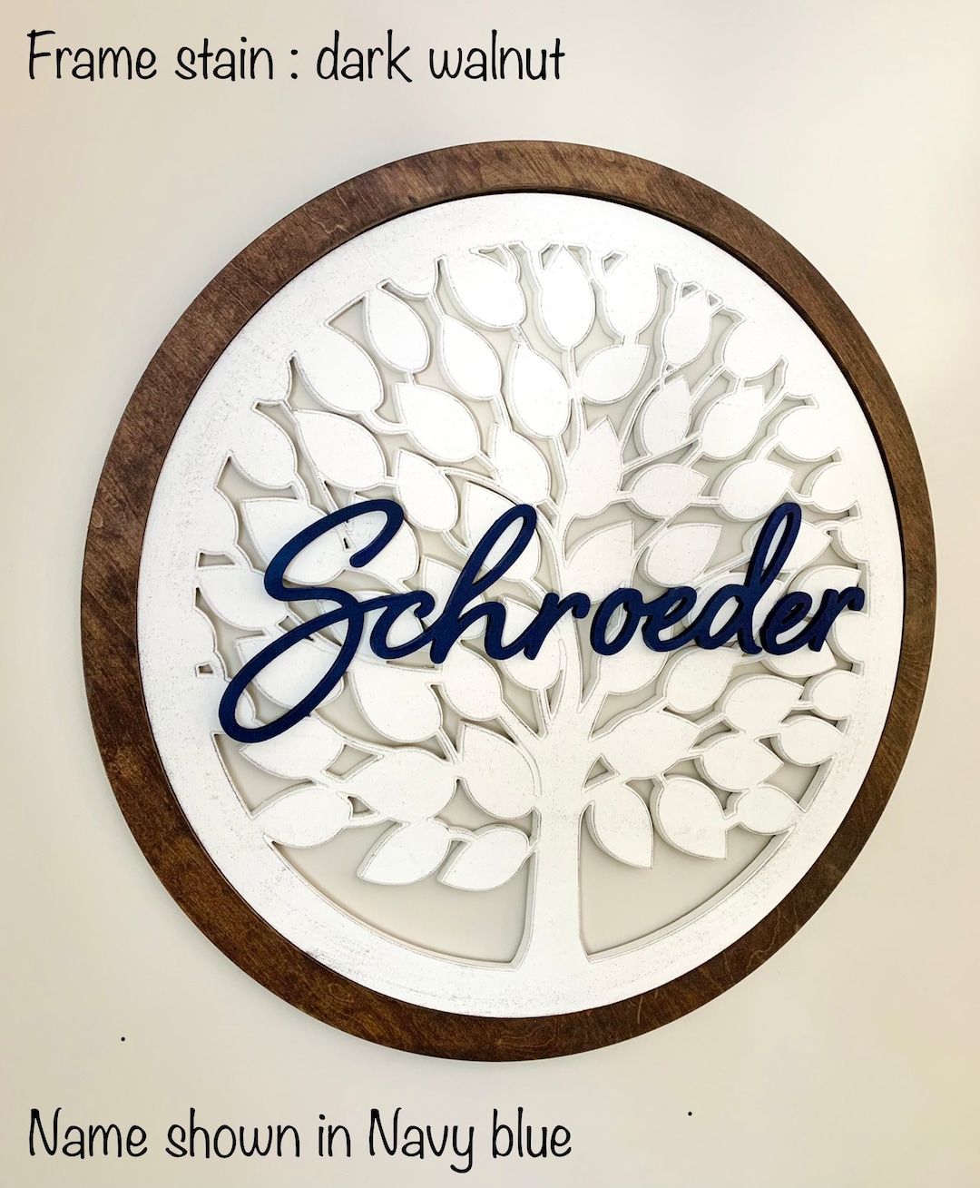Tree Round Sign Family Tree Round Name Sign Housewarming Gift Wedding Guest Sign Last ...