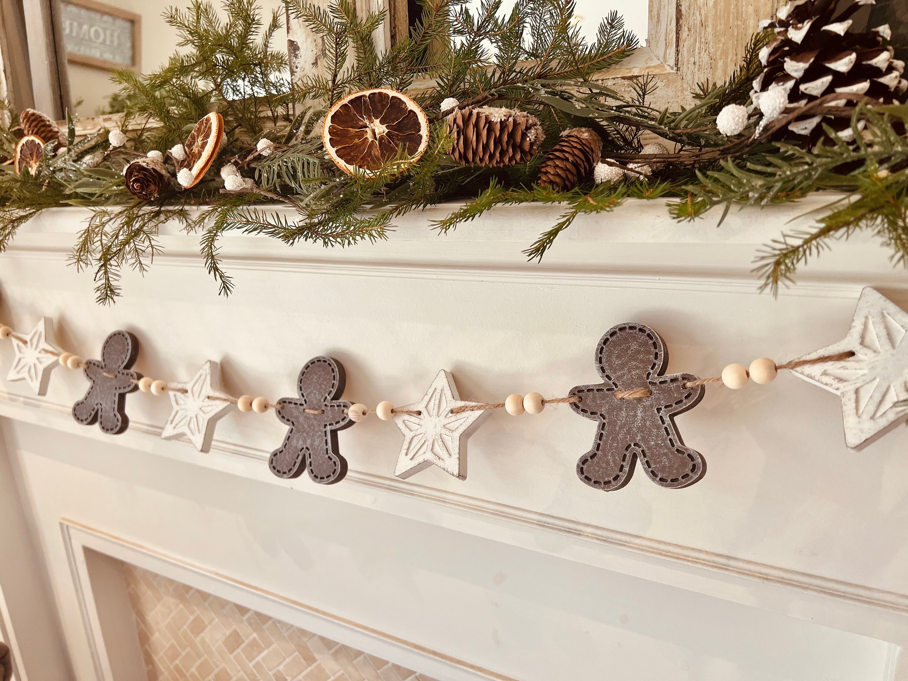 Natural Wood Bead Garland Scandinavian Christmas/ Holiday Decor / Tree  Garland / Table Beads 