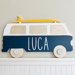 Nursery name sign Retro bus van surf decor beach nursery sign personalized baby sign retro nursery custom baby sign shower gift baby