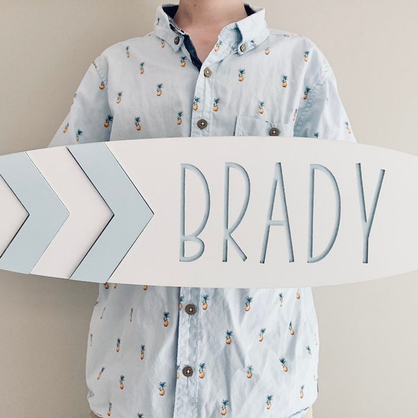 Surfboard personalized baby name sign custom baby sign nursery name sign beach decor boy baby shower gift kids name gifted above crib name