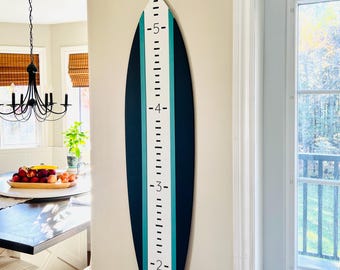 Surfboard growth chart beach nursery wall art baby gift growth chart for surfer wall art kids room height chart shower gift for baby