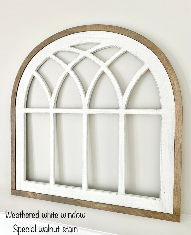 Modern farmhouse window frame wood window decorating farmhouse decor cathedral window mantle decor rustic farmhouse arch image 3