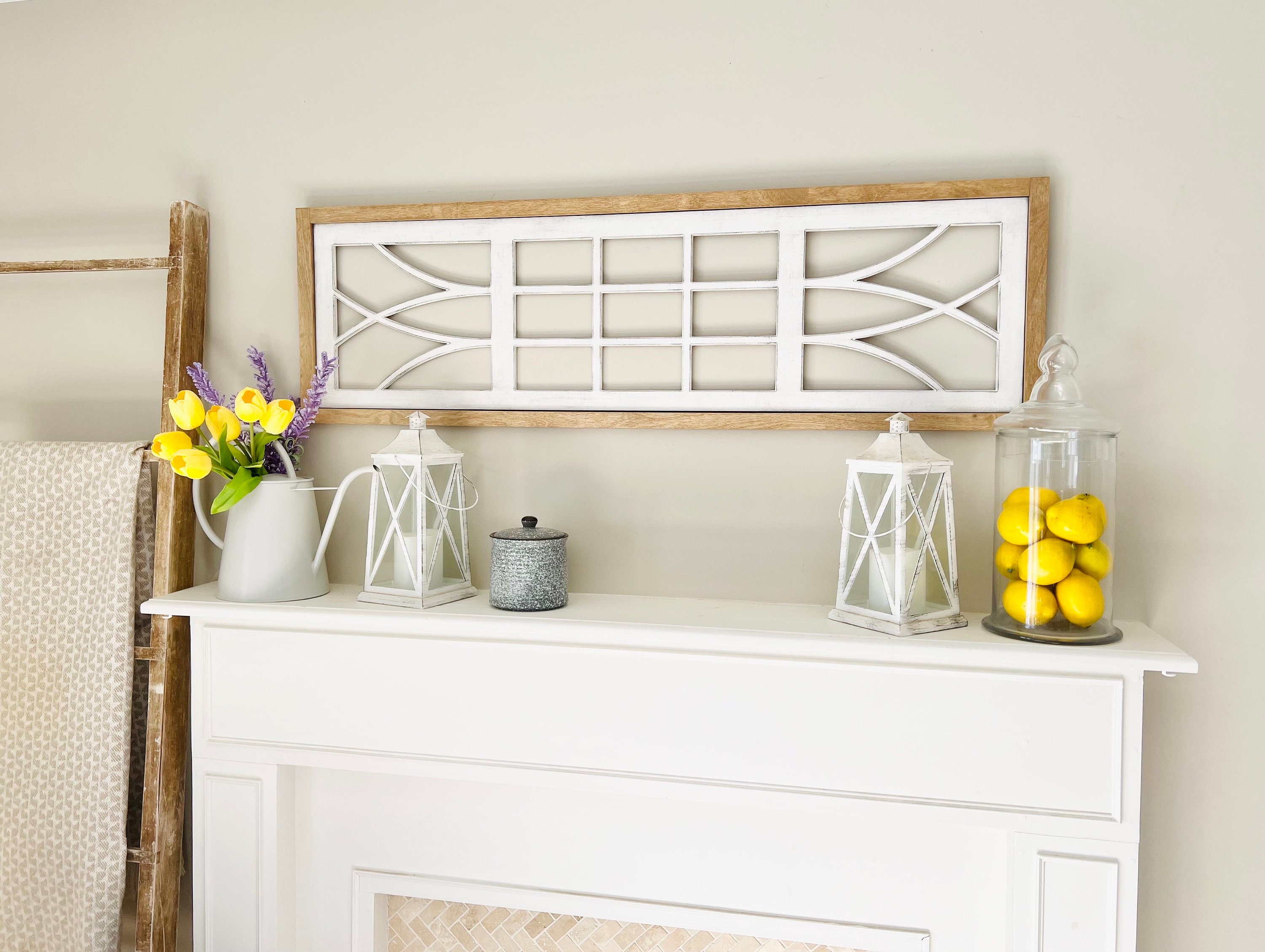 Custom Farmhouse Window Wall Decor: Rustic Modern Style (46x14