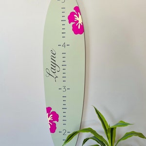 Surfboard growth chart beach nursery wall art baby gift growth chart for surfer wall art kids room height chart shower gift for baby