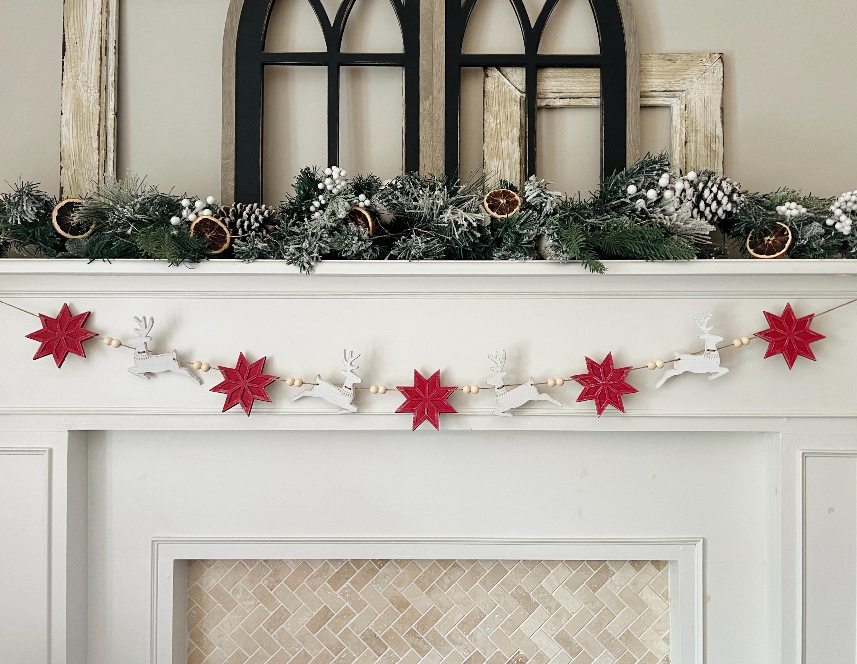 Nordic Reindeer Garland for Winter Decoration, Christmas Holiday Mantle