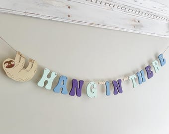 Kids Wooden Painting Craft : Hang in there garland